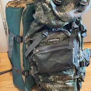 Camping bag. Local lion brand. 65+10 litres.